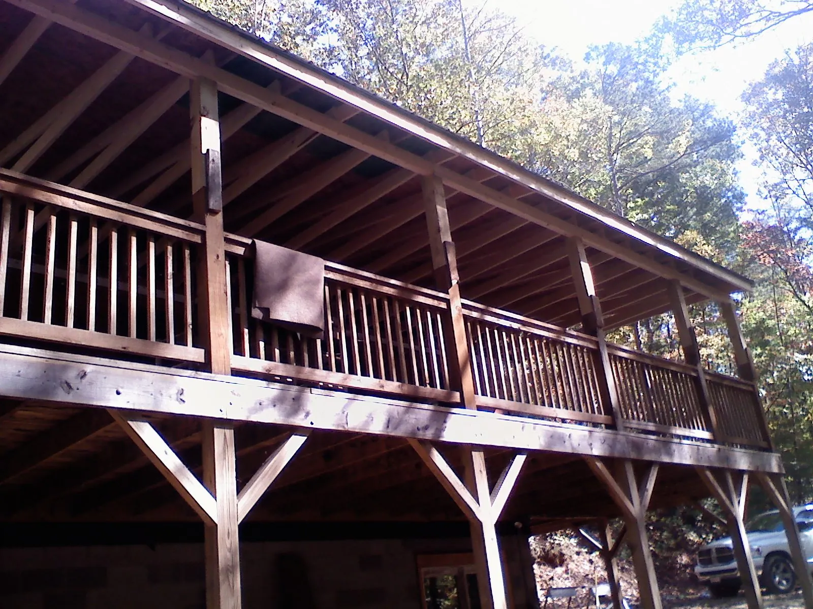 Timber framing under a new elevated porch and deck — Roof Leak Repair in Canal Winchester by Roofing Brothers